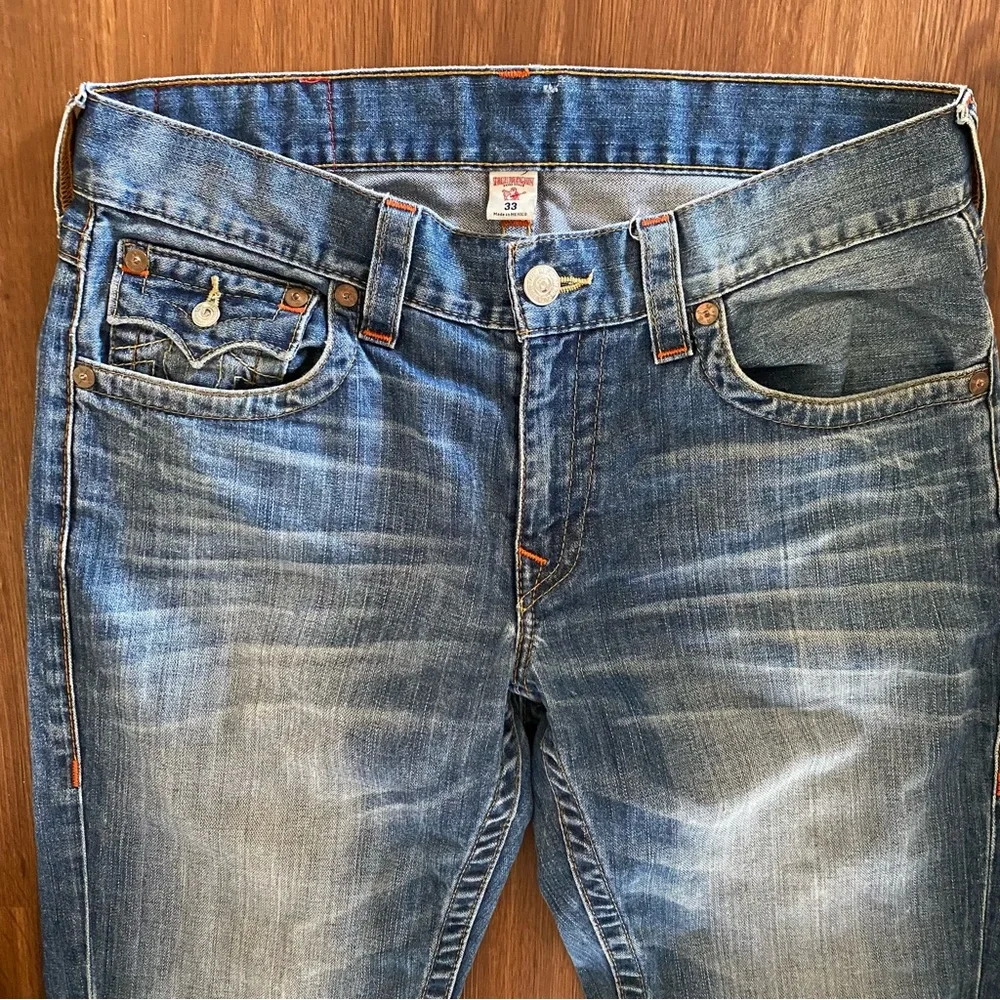 True Religion Jeans Men's 33 straight leg flap pocket blue Cotton
